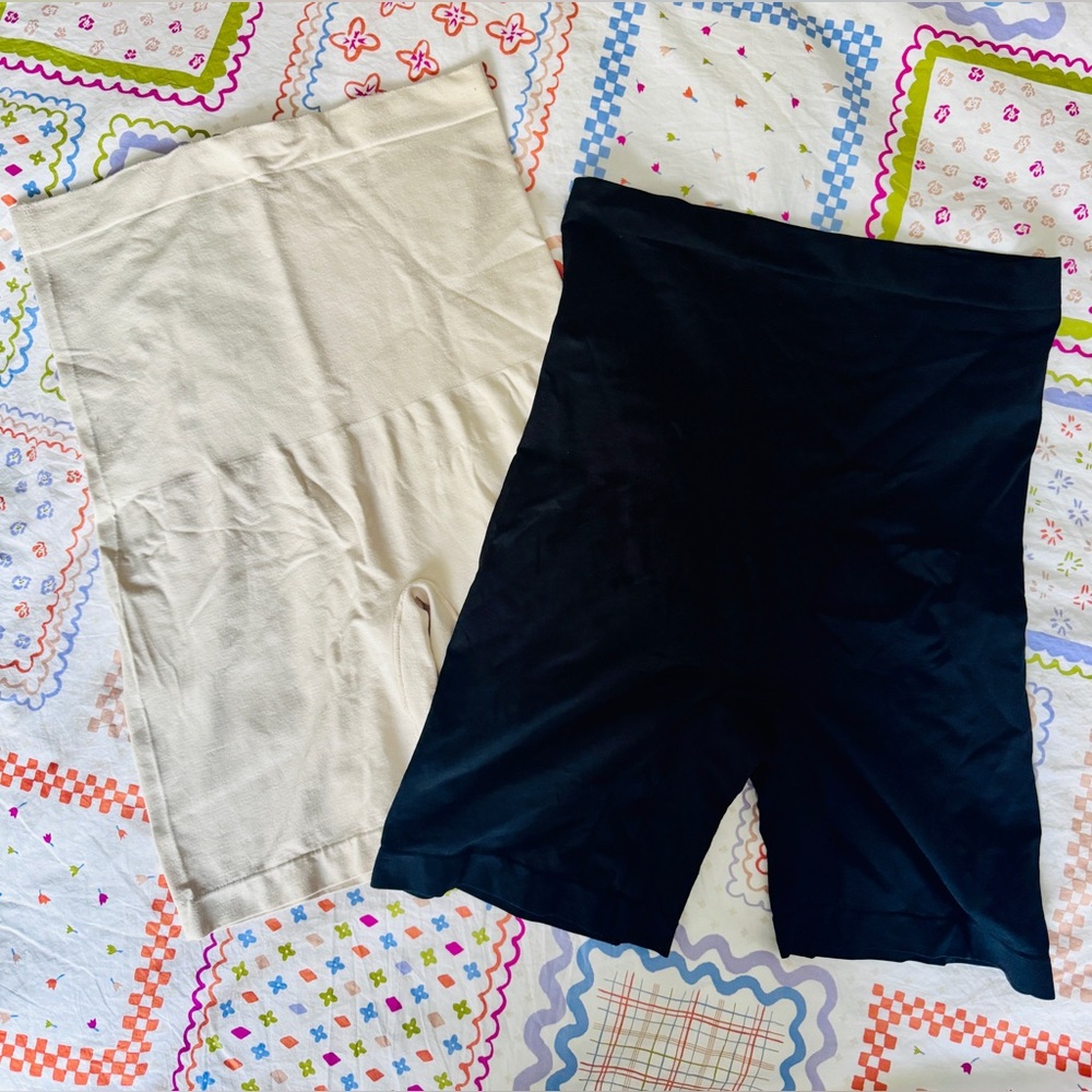 Yummie seamless high waisted shaping shorts  XL tan & black 2 PACK